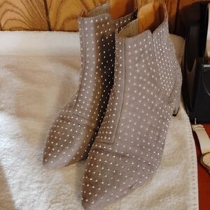 Topshop Taupe Suede Studded Ankle Booties